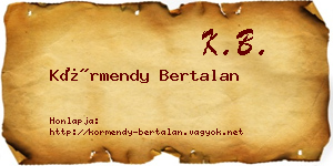Körmendy Bertalan névjegykártya